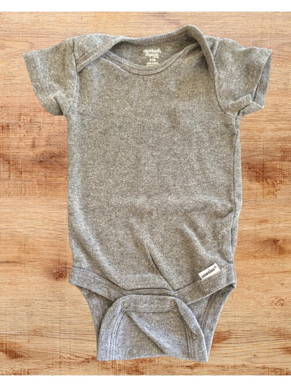 Gerber Gray Short Sleeve Bodysuit 0-3 Months 100% Cotton